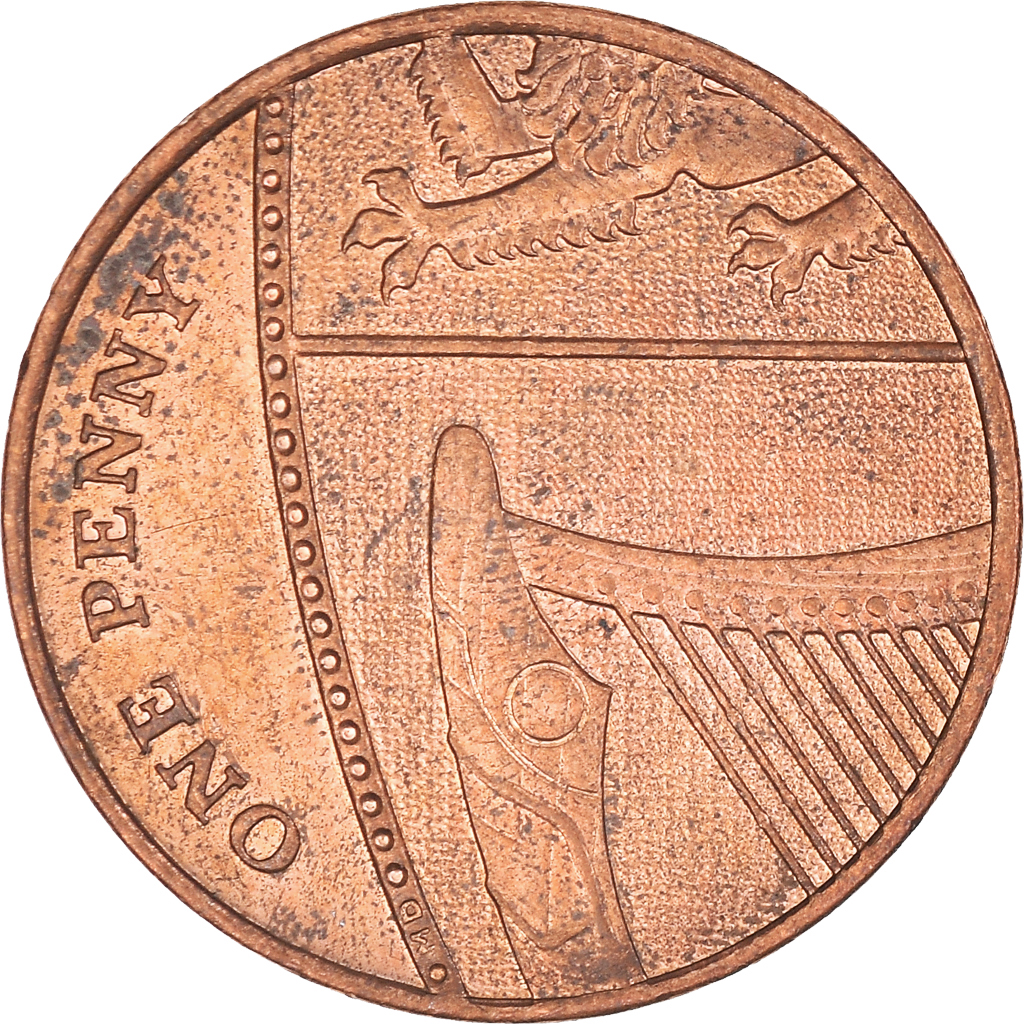 Moneda, Gran Bretaña, Elizabeth II, Penny, 2010, BC+, Cobre chapado en acero