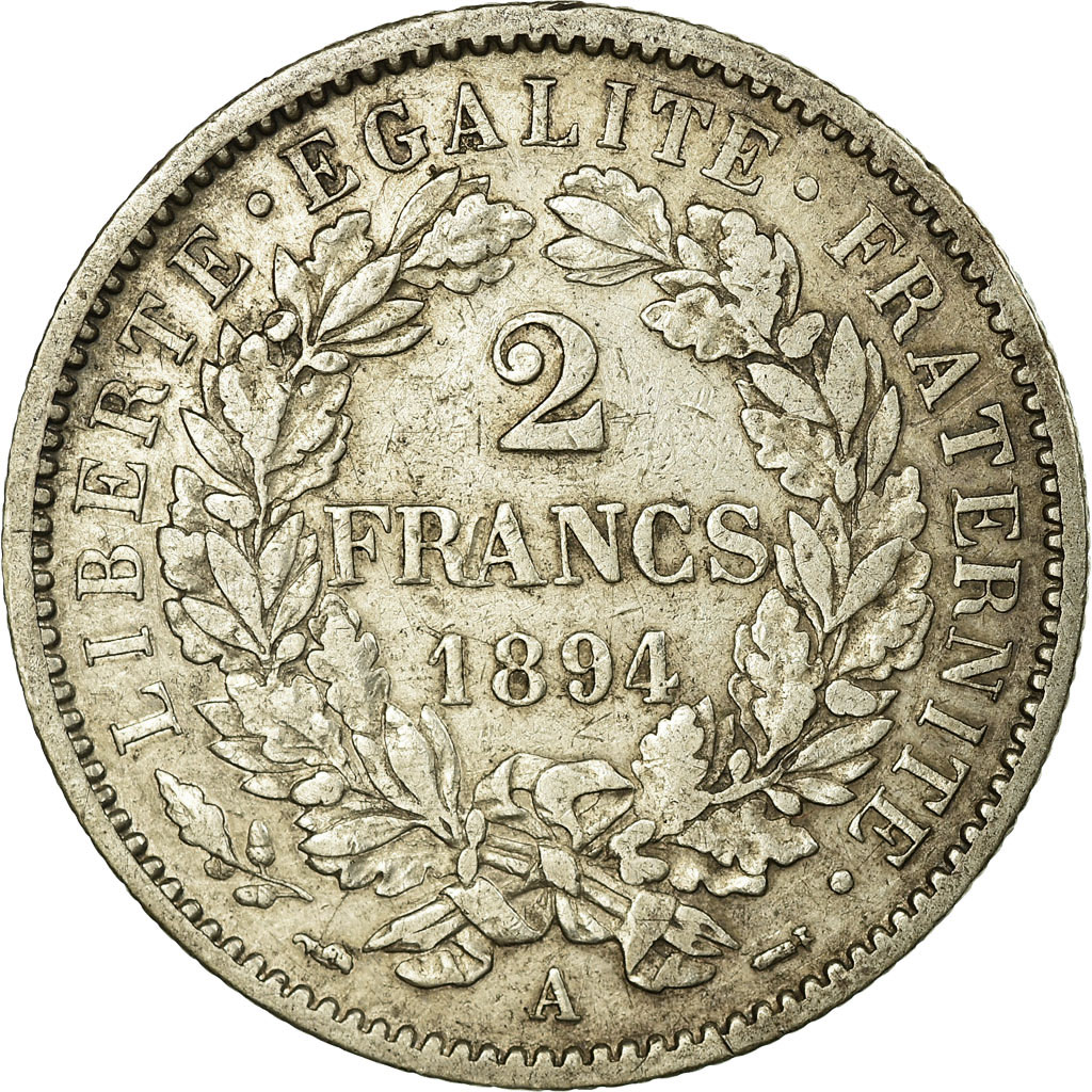 Munten, Frankrijk, Cérès, 2 Francs, 1894, Paris, ZF, Zilver, Gadoury:530a