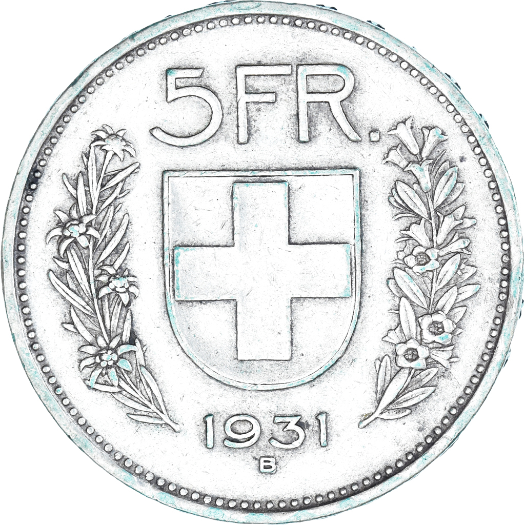 Coin, Switzerland, 5 Francs, 1931, Bern, , Silver, KM:40