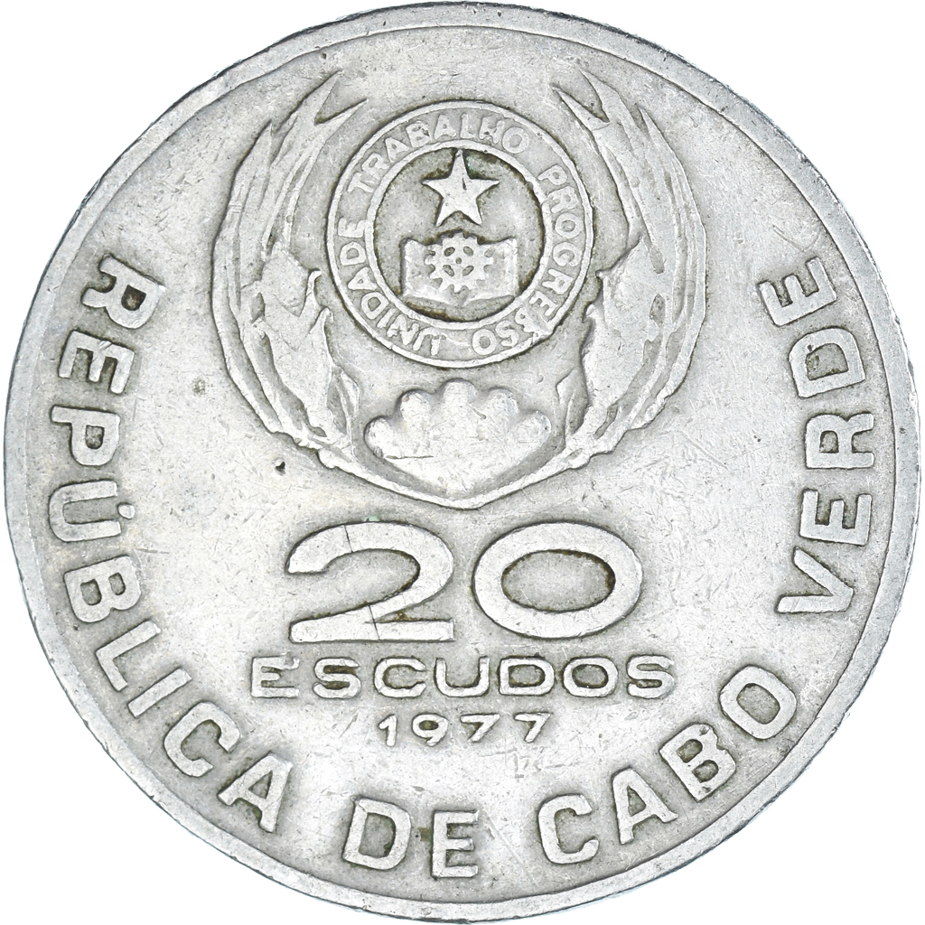 Coin, Cape Verde, 20 Escudos, 1977, , Cupronickel, KM20 African Coins