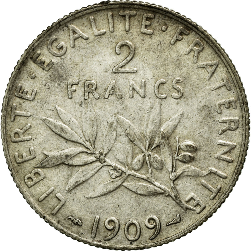 Coin, France, Semeuse, 2 Francs, 1909, , Silver, Gadoury:532