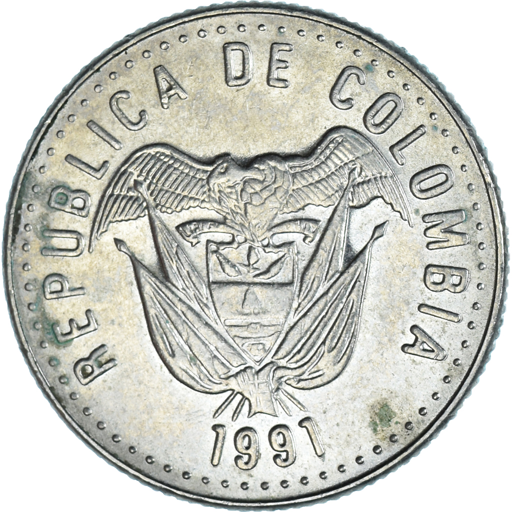 Coin, Colombia, 50 Pesos, 1991, , Copper-Nickel-Zinc, KM:283.1