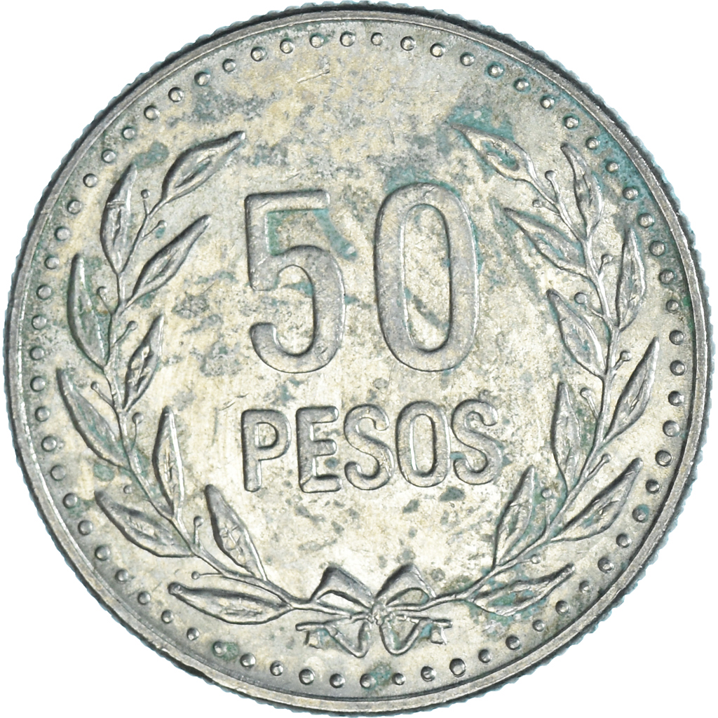 Coin, Colombia, 50 Pesos, 1991, , Copper-Nickel-Zinc, KM:283.1