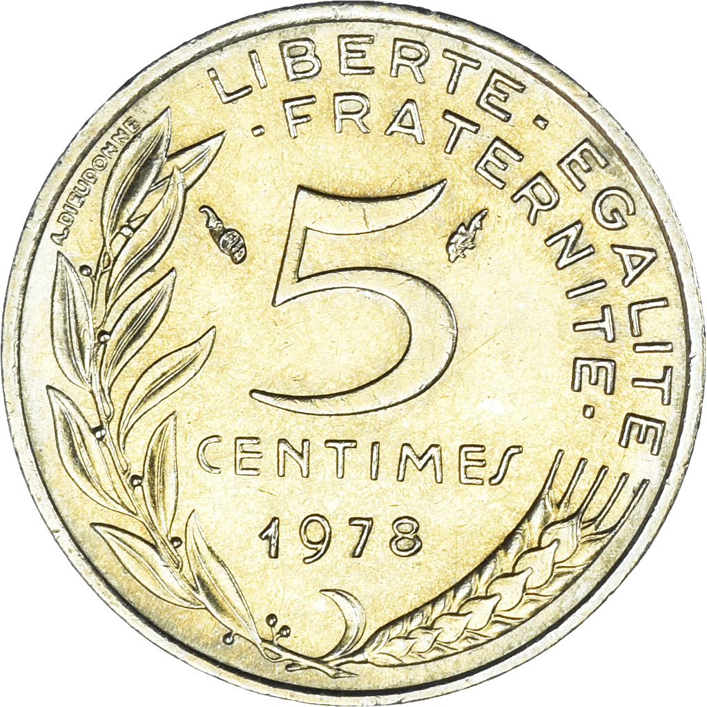 Moneda, Francia, Marianne, 5 Centimes, 1978, Paris, SC, Aluminio - bronce