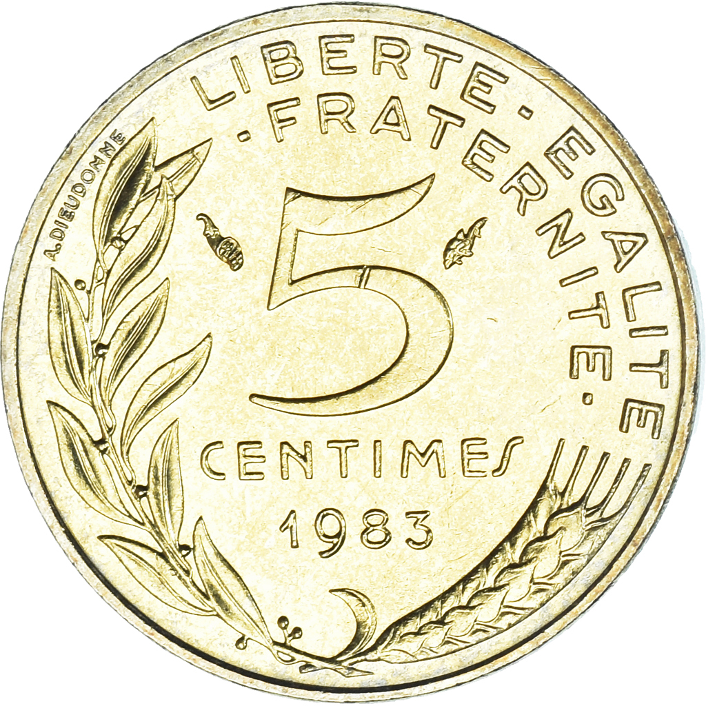 Moneda, Francia, Marianne, 5 Centimes, 1983, Paris, FDC, SC, Aluminio - bronce