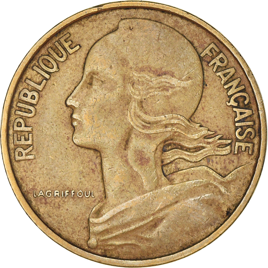 Moneda, Francia, Marianne, 10 Centimes, 1968, Paris, MBC, Aluminio - bronce