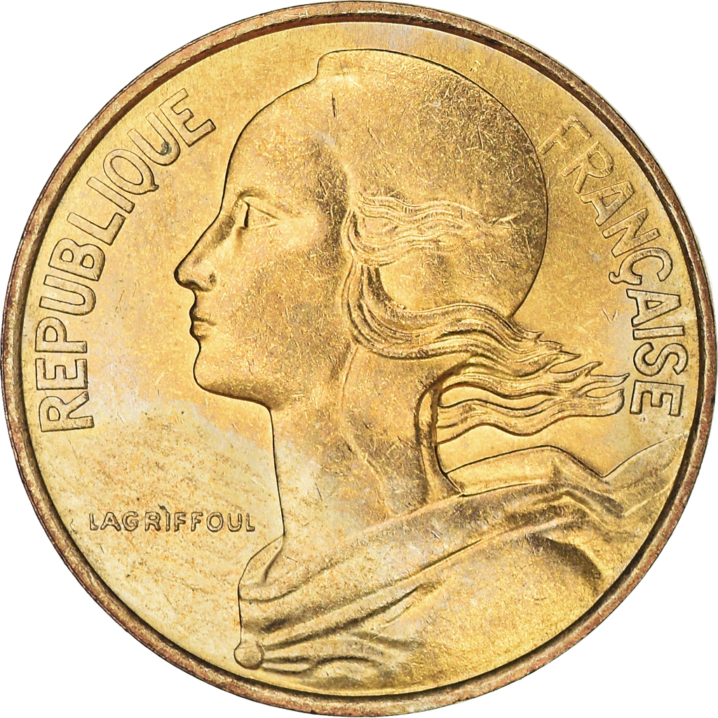 Moneda, Francia, Marianne, 10 Centimes, 1977, Paris, SC, Aluminio - bronce