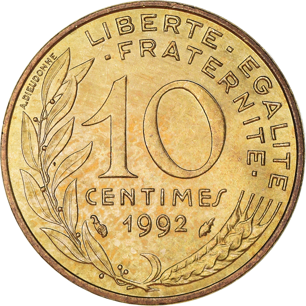 Moneda, Francia, Marianne, 10 Centimes, 1992, Paris, EBC, Aluminio - bronce