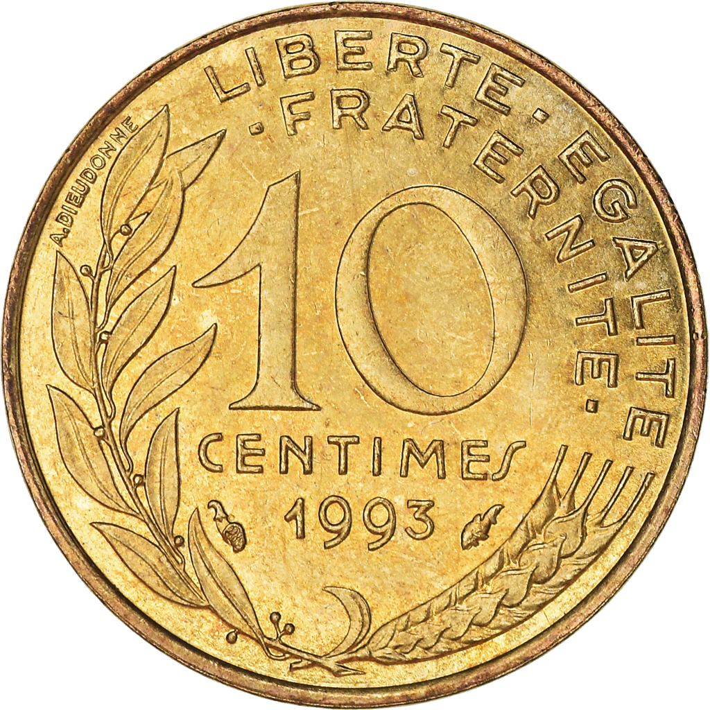 Moneda, Francia, Marianne, 10 Centimes, 1993, Paris, EBC, Aluminio - bronce