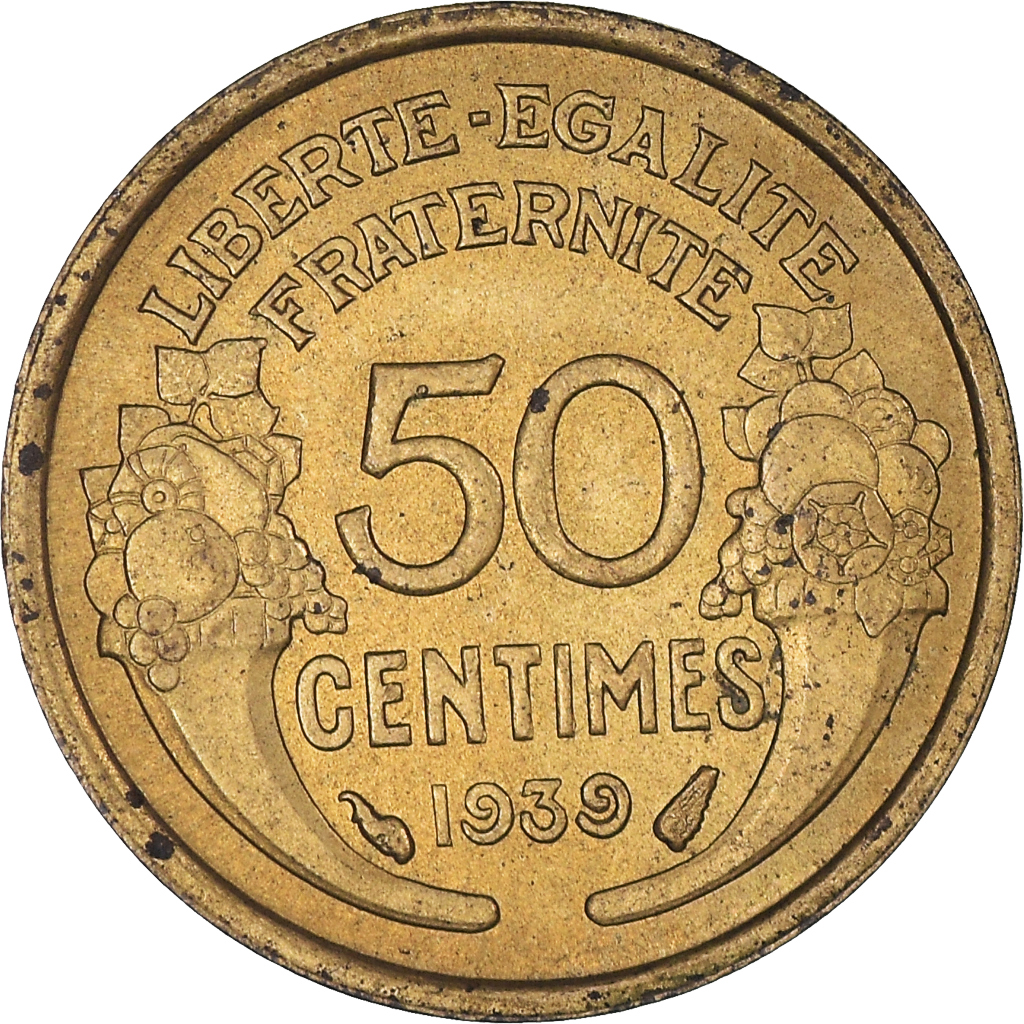 Moneda, Francia, Morlon, 50 Centimes, 1939, MBC, Aluminio - bronce, KM:894.1