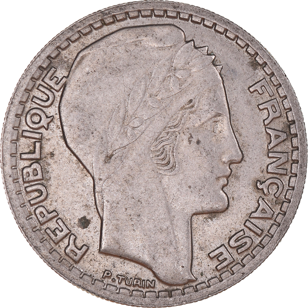 Moneda, Francia, Turin, 10 Francs, 1946, Beaumont - Le Roger, MBC, Cobre -