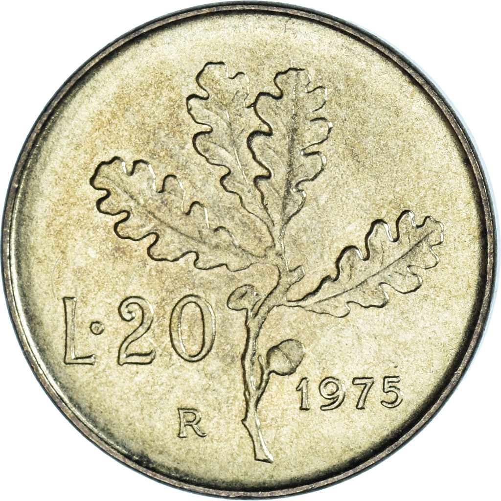 Coin, Italy, 20 Lire, 1975, Rome, , Aluminum-Bronze, KM:97.2