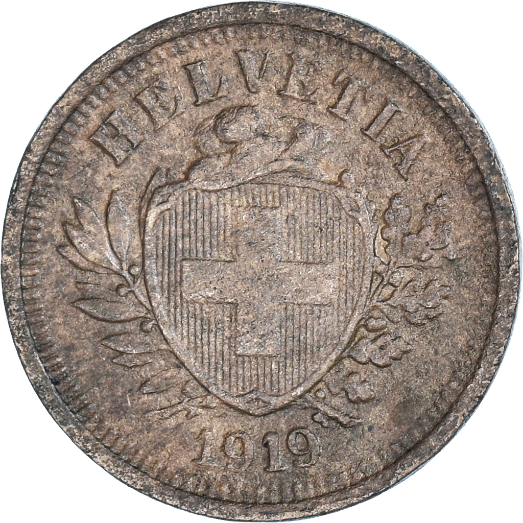 Moneda, Suiza, Rappen, 1919, Bern, MBC, Bronce, KM:3.2