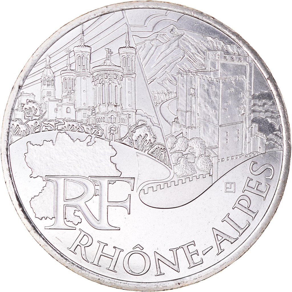 France, 10 Euro, Rhône Alpes, 2011, Rhône-Alpes, , Silver