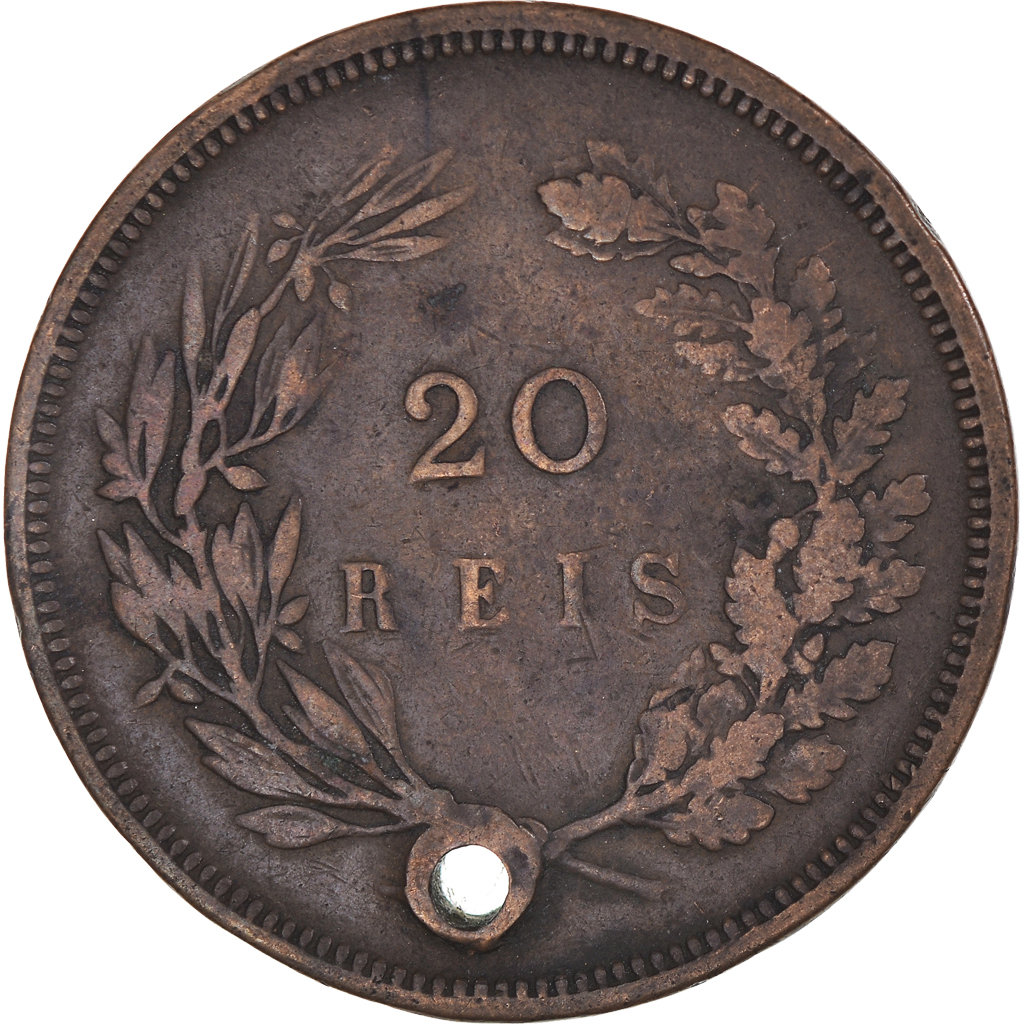 Moneda, Portugal, Carlos I, 20 Reis, 1892, BC+, Bronce, KM:533