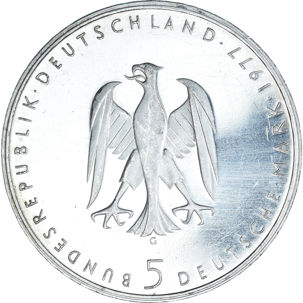 Coin, GERMANY - FEDERAL REPUBLIC, 5 Mark, 1977, Karlsruhe, Germany, 200th