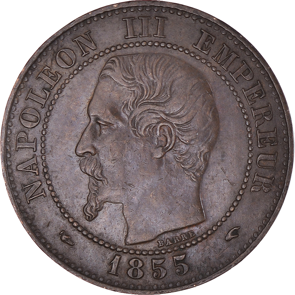 Coin, France, Napoleon III, 2 Centimes, 1855, Paris, , Bronze
