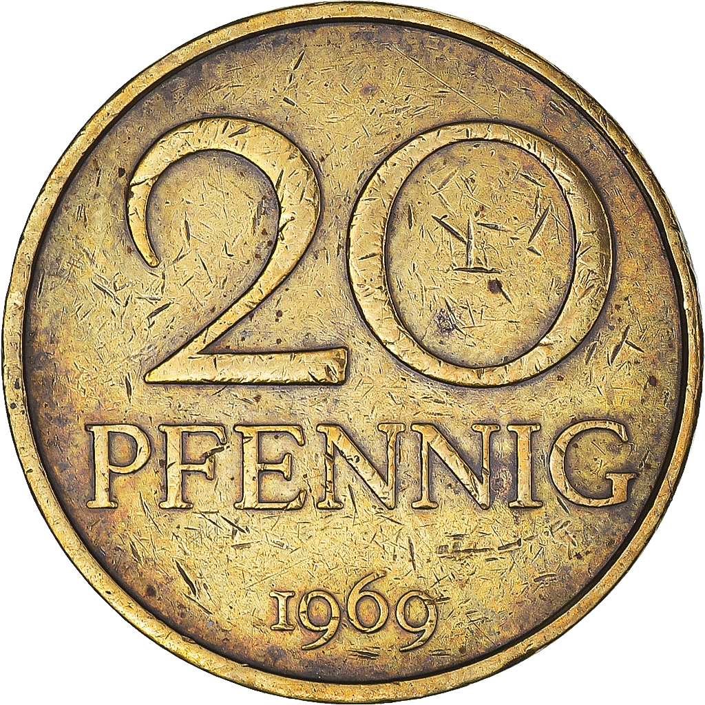 Coin, GERMAN-DEMOCRATIC REPUBLIC, 20 Pfennig, 1969, Berlin, , Brass