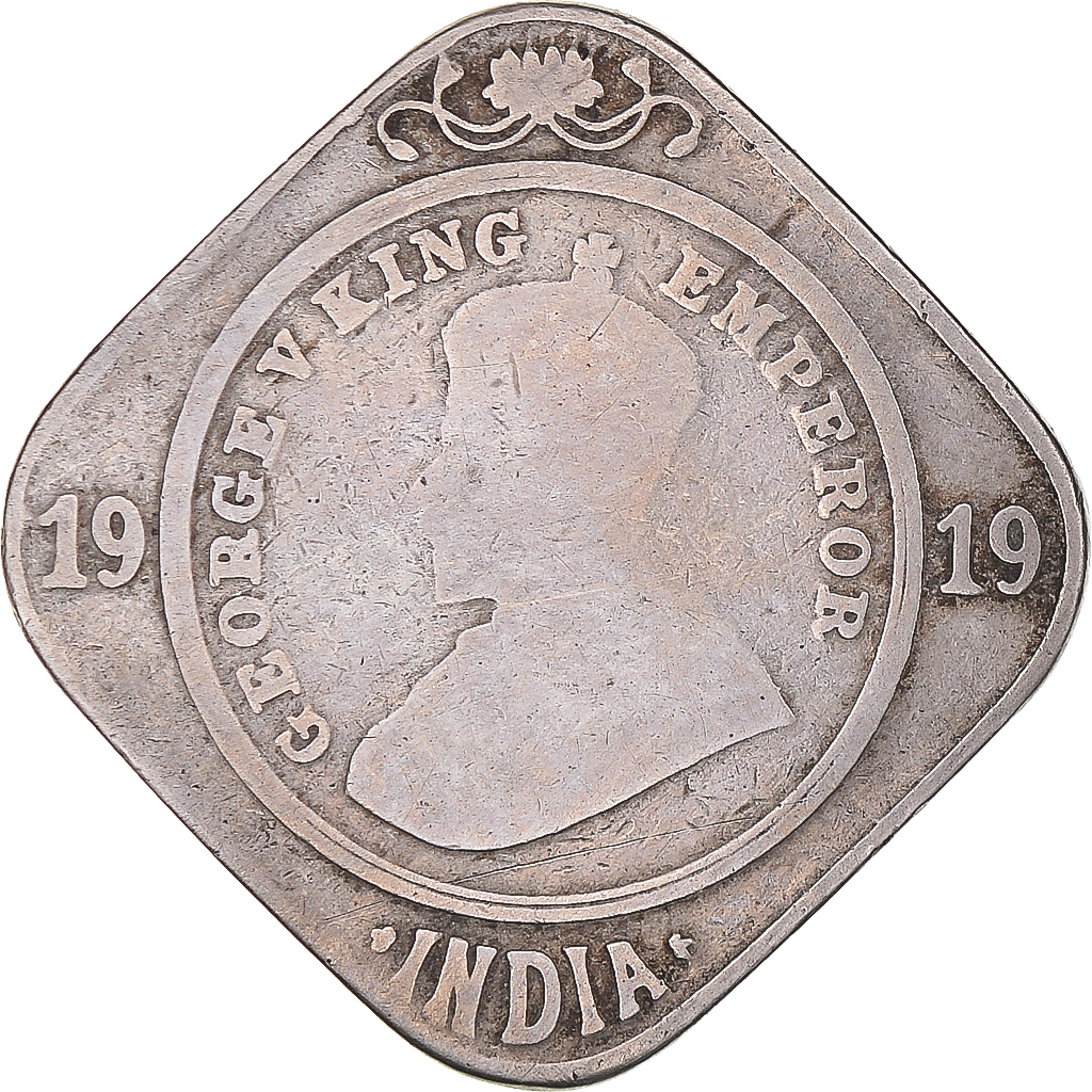 Coin, INDIA-BRITISH, George V, 2 Annas, 1919, , Copper-nickel, KM:516