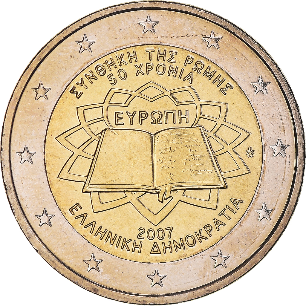 Grèce, 2 Euro, Traité de Rome 50 ans, 2007, Athènes, TRAITÉ DE ROME 50 ANS.