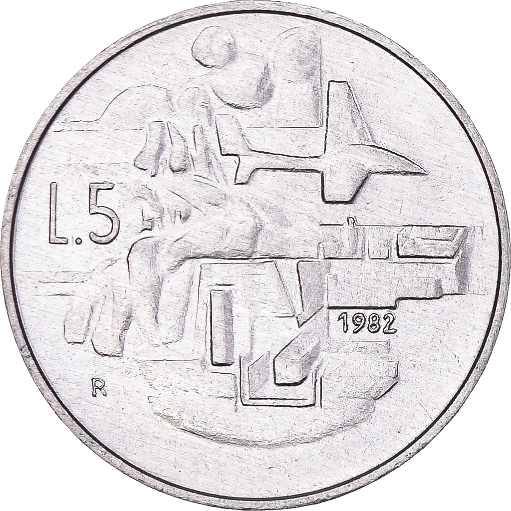 Coin, San Marino, 5 Lire, 1982, Rome, AU(50-53), Aluminum, KM:133
