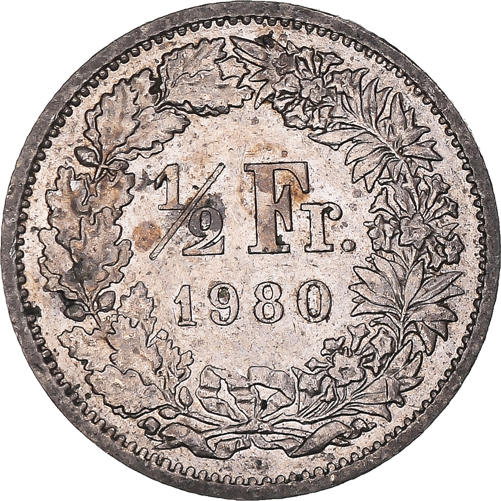 Coin, Switzerland, 1/2 Franc, 1980, Bern, , Copper-nickel, KM:23a.1