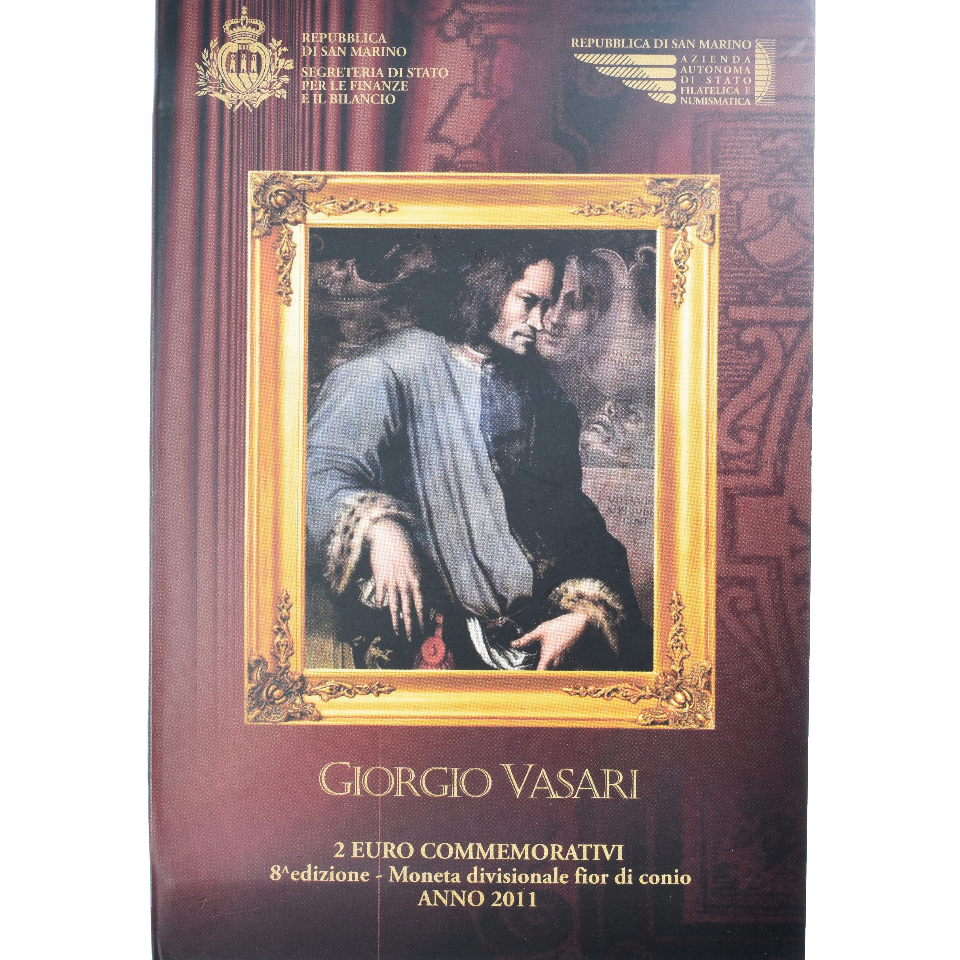 San Marino, 2 Euro, Giorgo Vasari, 2011, Rome, BU, STGL, Bi-Metallic