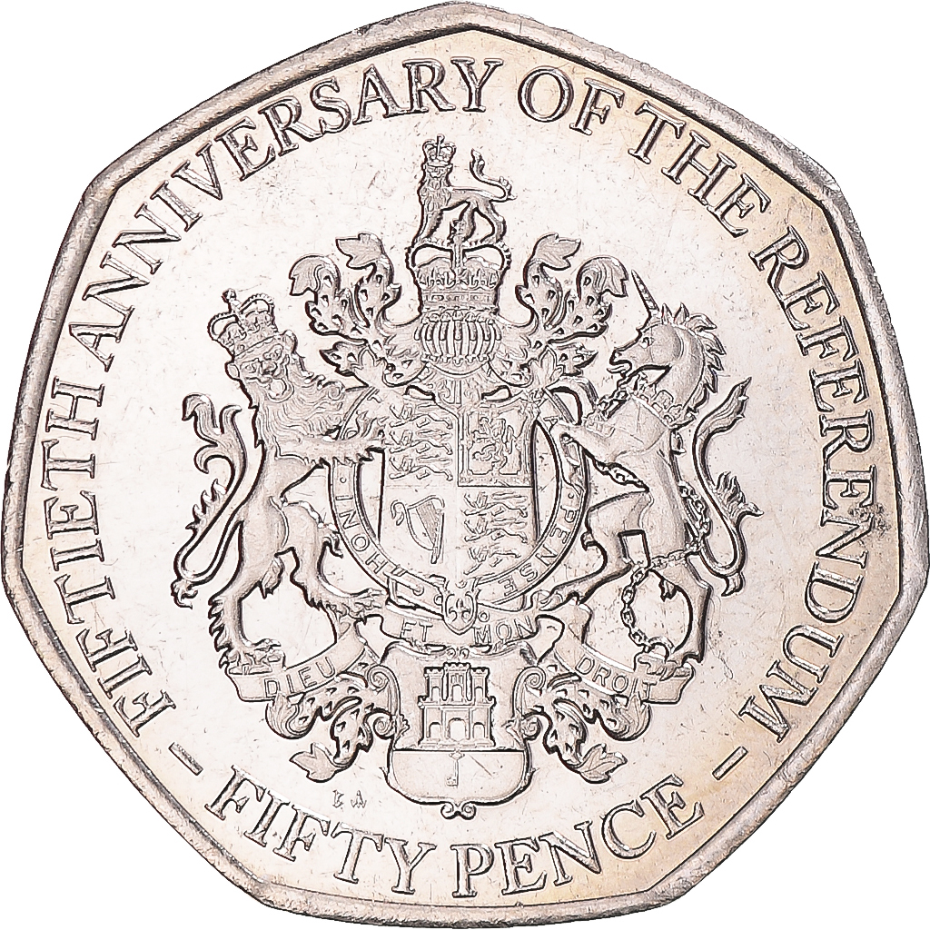 Coin, Gibraltar, 50 Pence, 2017, Pobjoy Mint, 1967 Referendum Anniversary