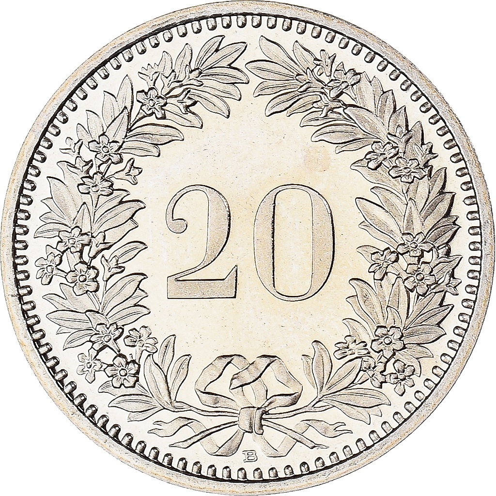 Coin, Switzerland, 20 Rappen, 1990, Bern, BE, , Copper-nickel, KM:29a