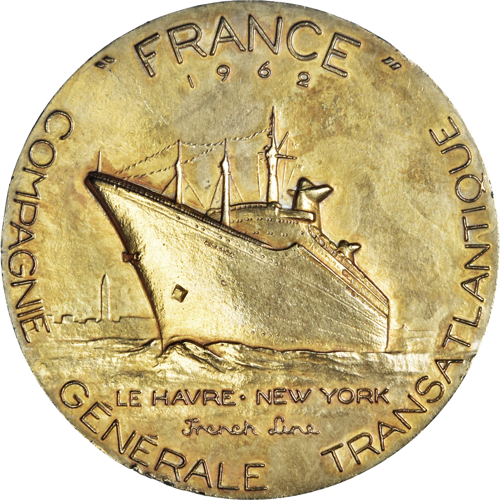 France, Medal, Compagnie Générale Transatlantique, France, Shipping, 1962