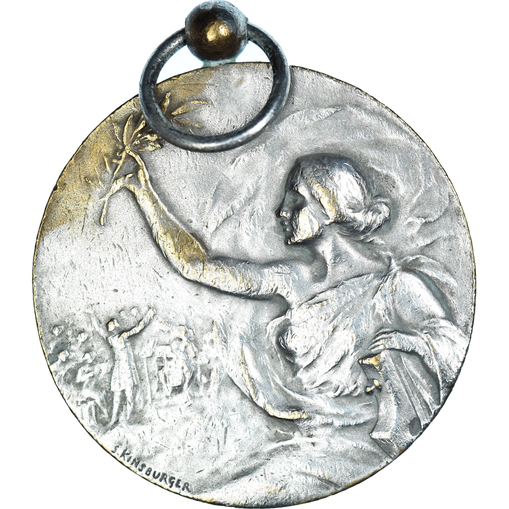 France, Medal, Concours de Musique, Kinsburger, Art nouveau, , Silvered