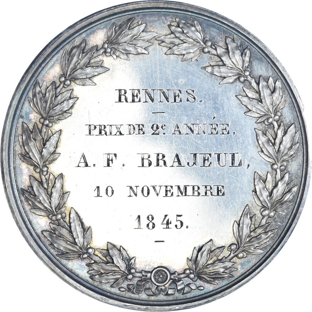 France, Medal, Louis-Philippe Ier, Ecoles de Médecine, Rennes, 1845, Denon