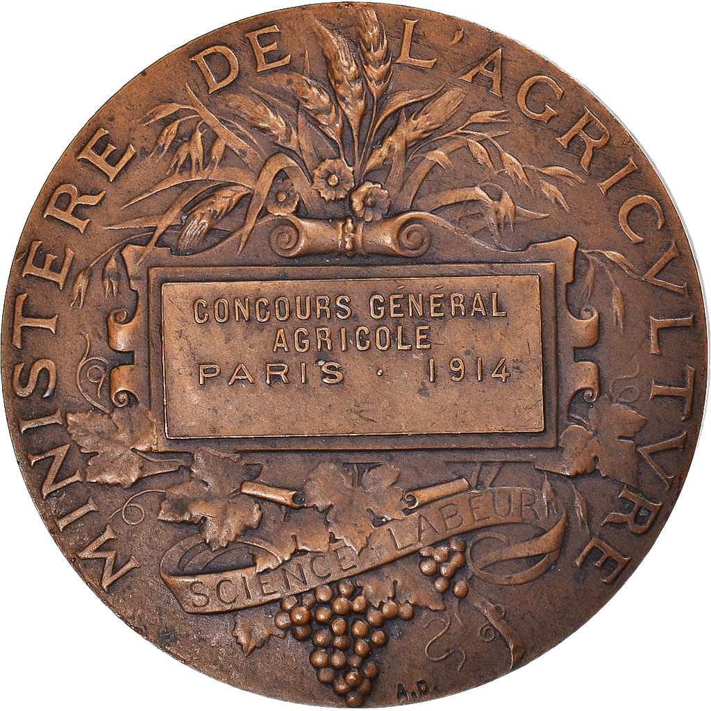 France, Medal, Concours Général Agricole de Paris, Agriculture, 1914, Alphée