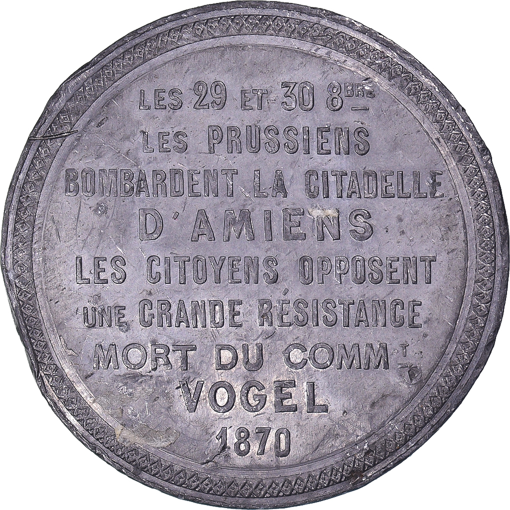 France, Medal, Troisième République, Bombardement d'Amiens, Mort du Commandant