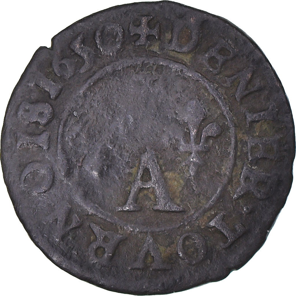 Coin, France, DOMBES, Gaston d'Orléans, Denier Tournois, 1650, Trévoux