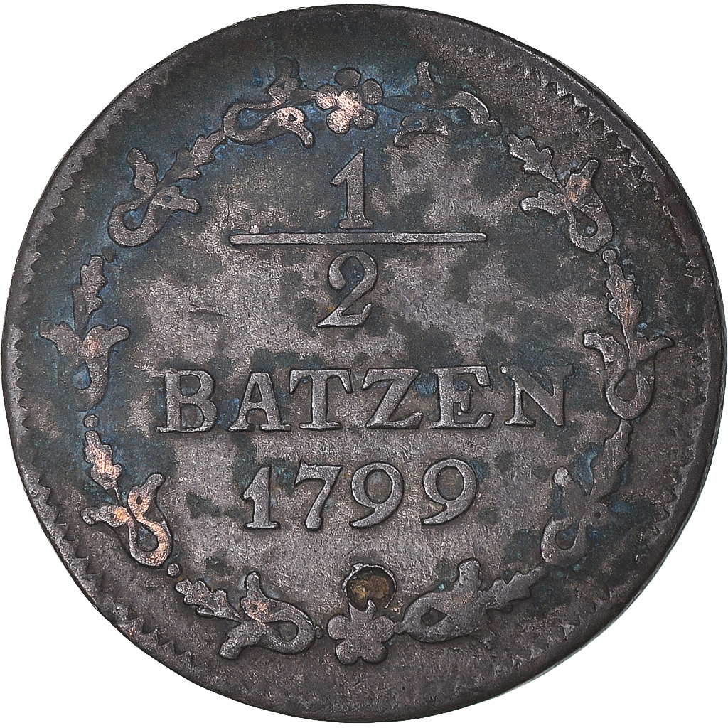 Coin, Switzerland, 1/2 Batzen, 1799, Bern, , Billon, KM:A6