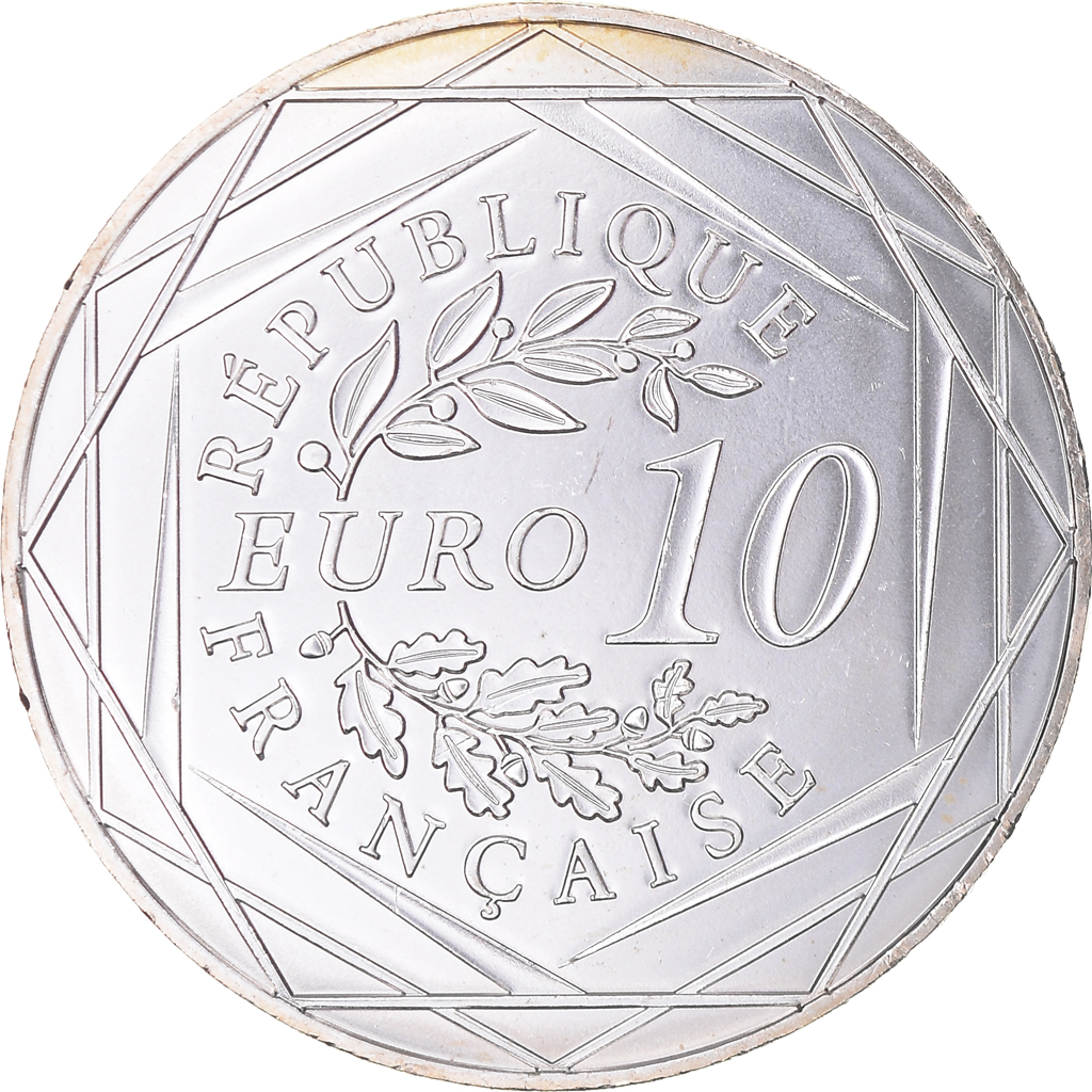 France, 10 Euro, UEFA Euro 2016, 2016, Paris, BU, MS(64), Silver, Gadoury:EU814