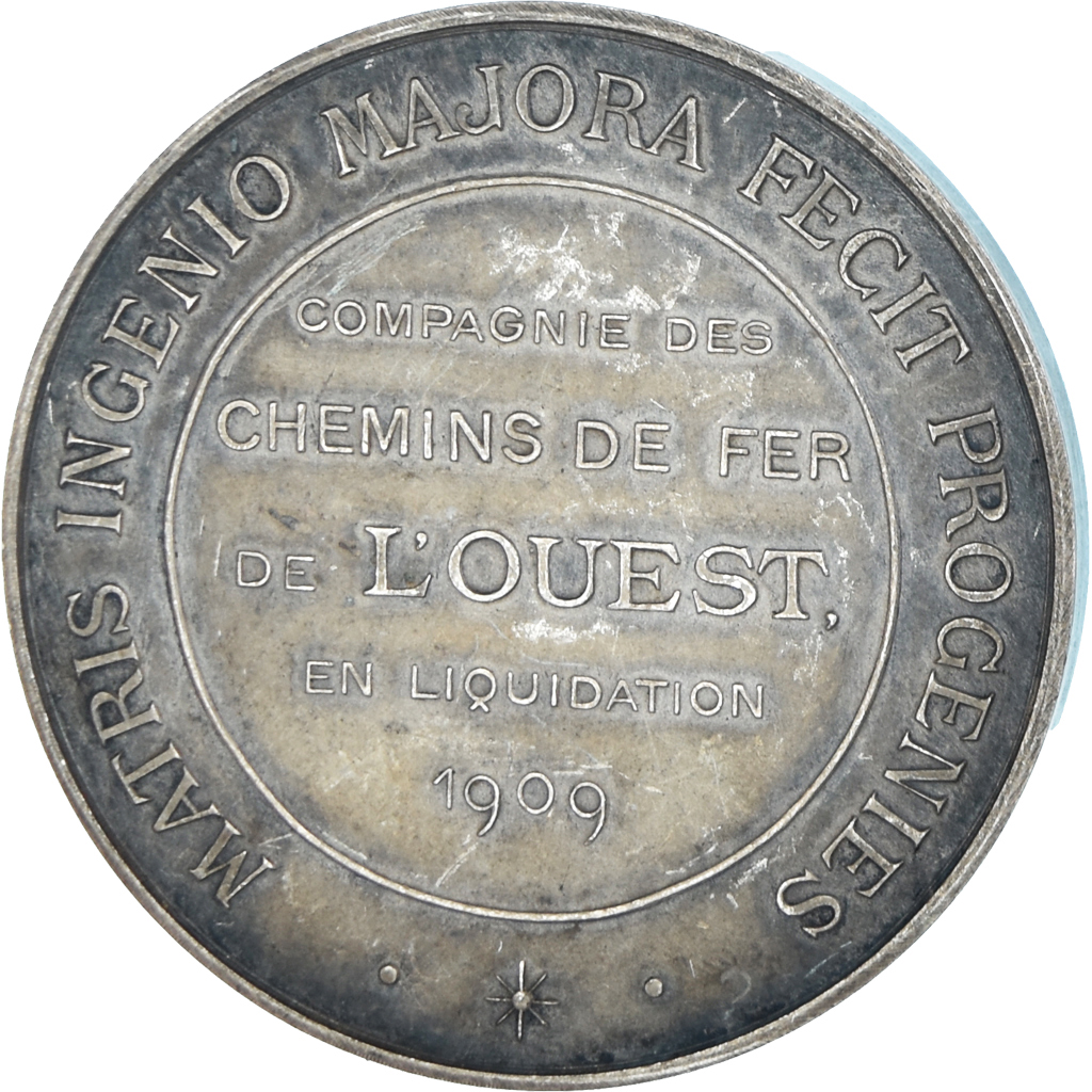 France, Medal, Liquidation de la Compagnie des Chemins de Fer de l'Ouest, 1909