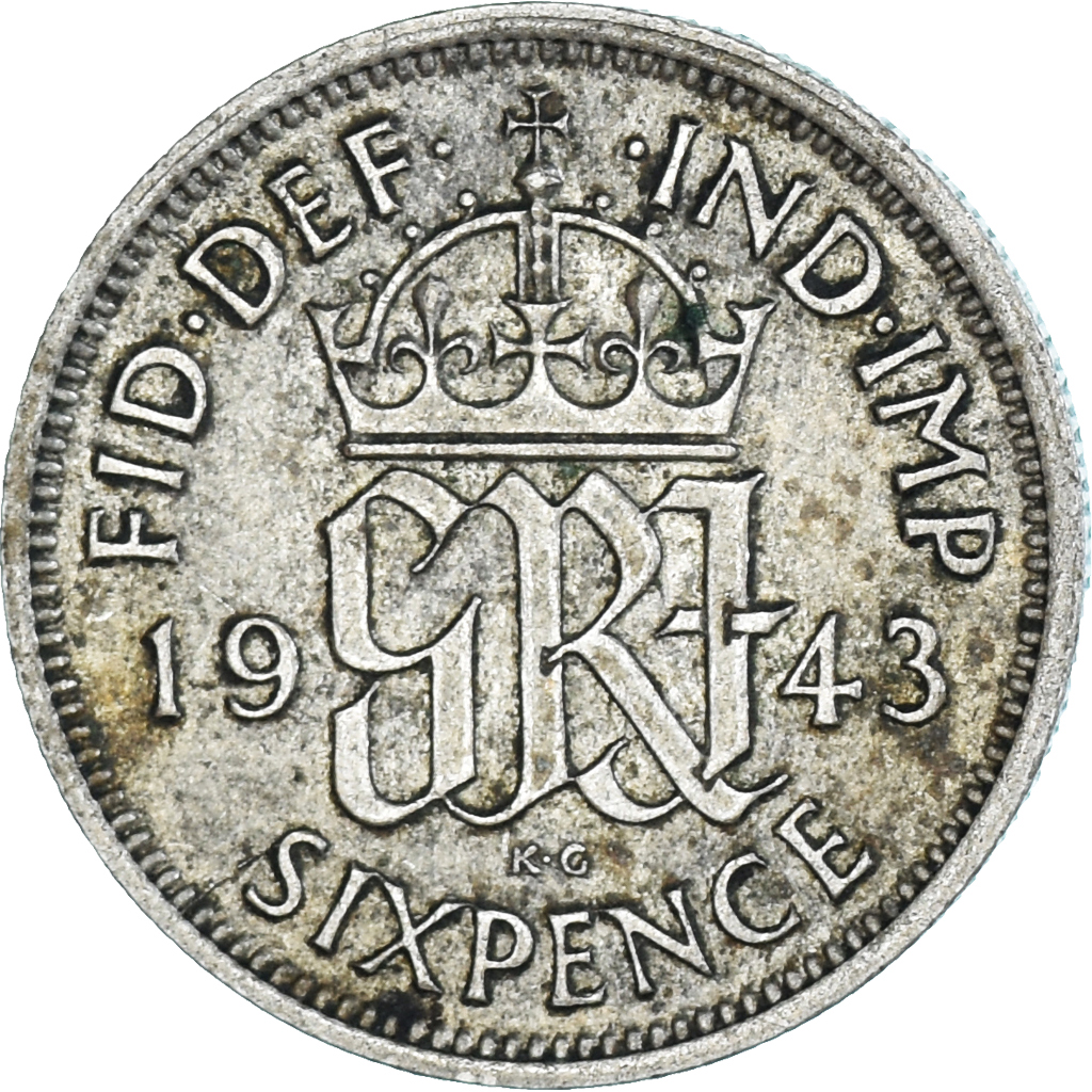 Coin, Great Britain, George VI, 6 Pence, 1943, , Silver, KM:852