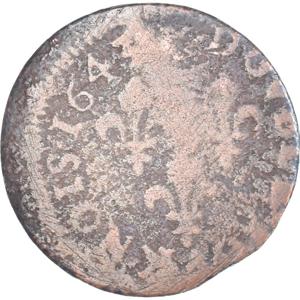 Coin, France, Louis XIII, Double tournois de Warin, tête à gauche, Double