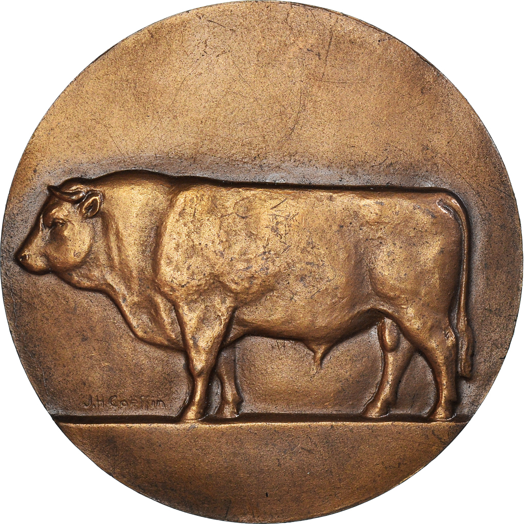 France, Medal, Taureau, Offert par I.Renouard, Député, Agriculture, Coeffin