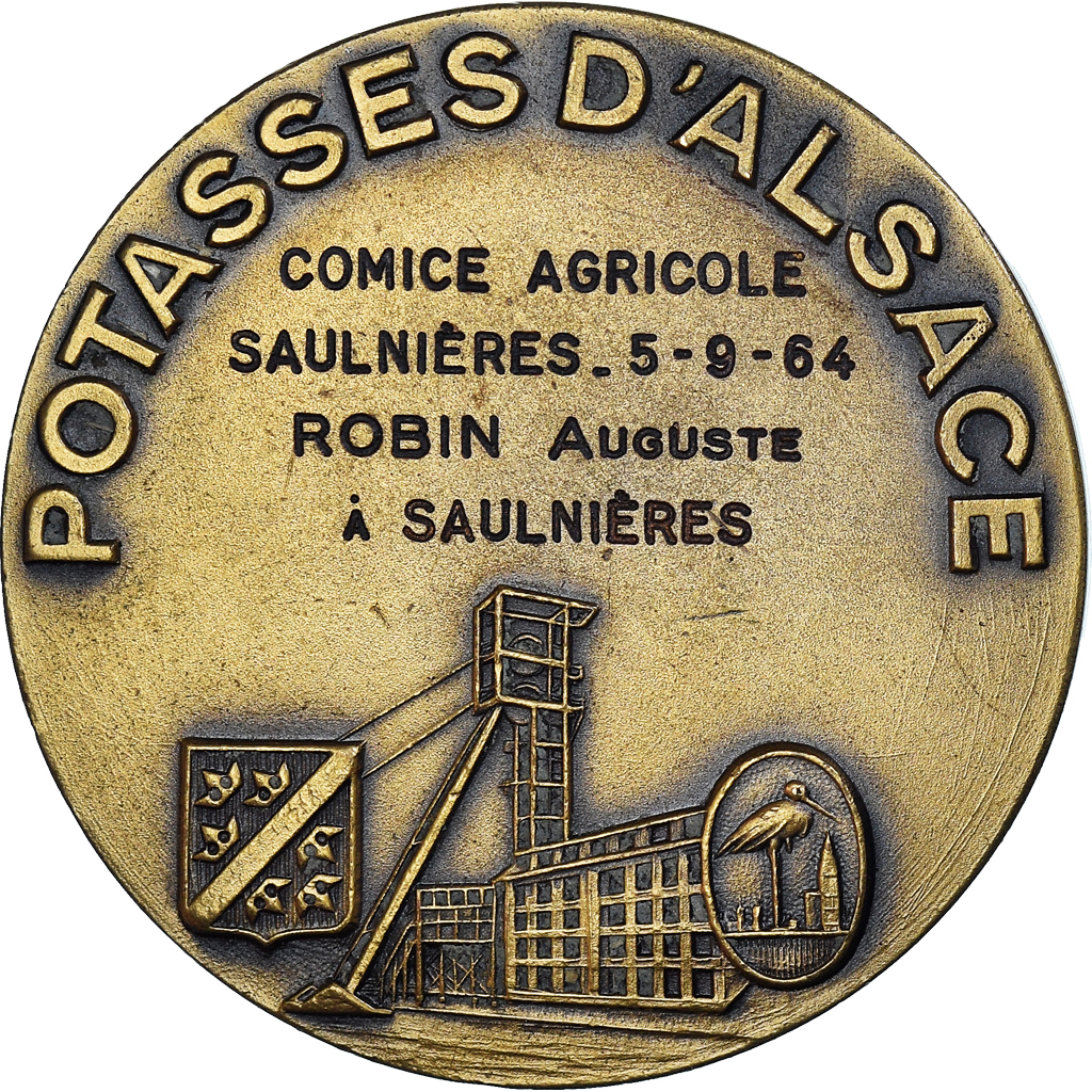 France, Medal, Potasses d'Alsace, Comice Agricole de Saulnières, 1964
