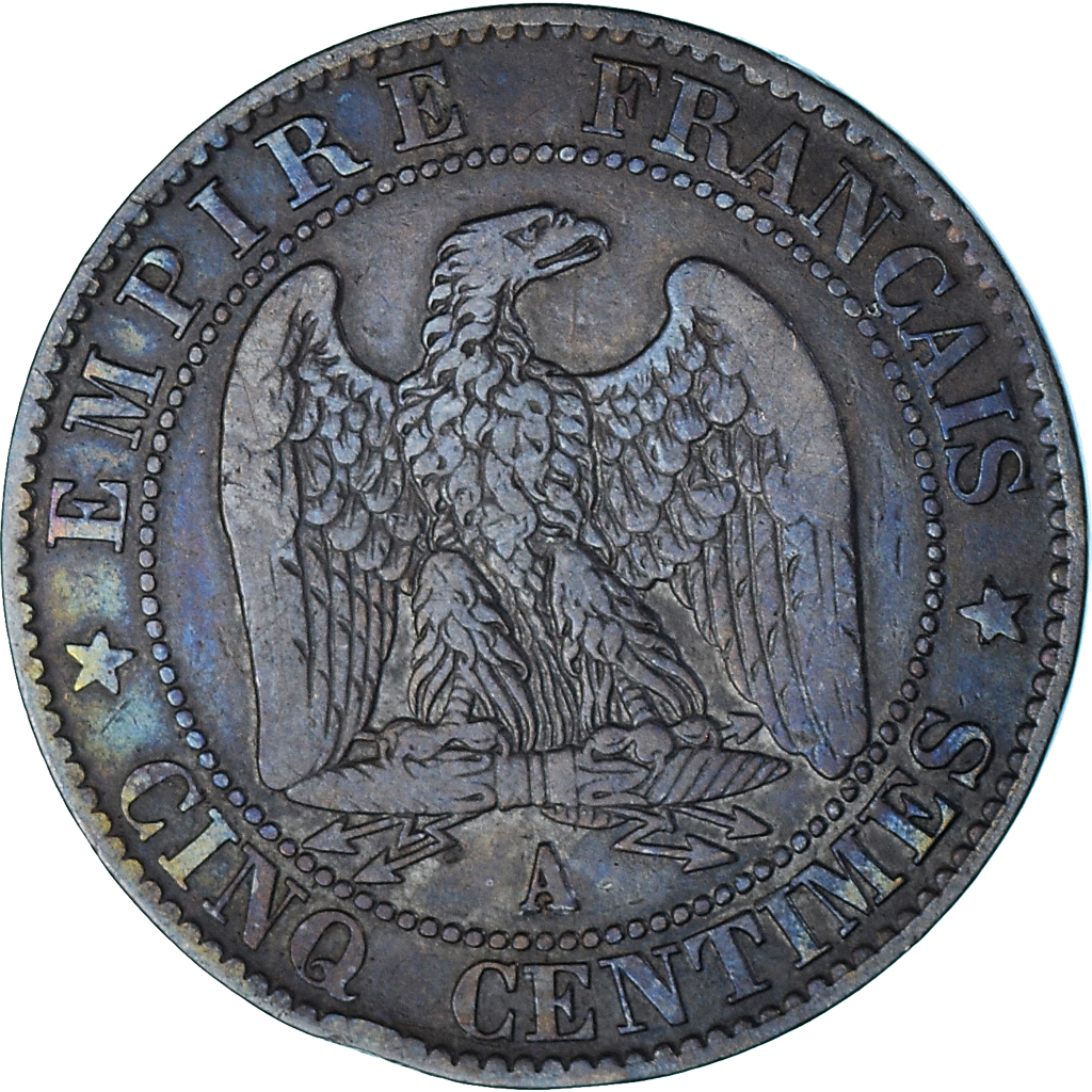 Coin, France, Napoleon III, 5 Centimes, 1856 ( 1871 ), Paris, Satirique