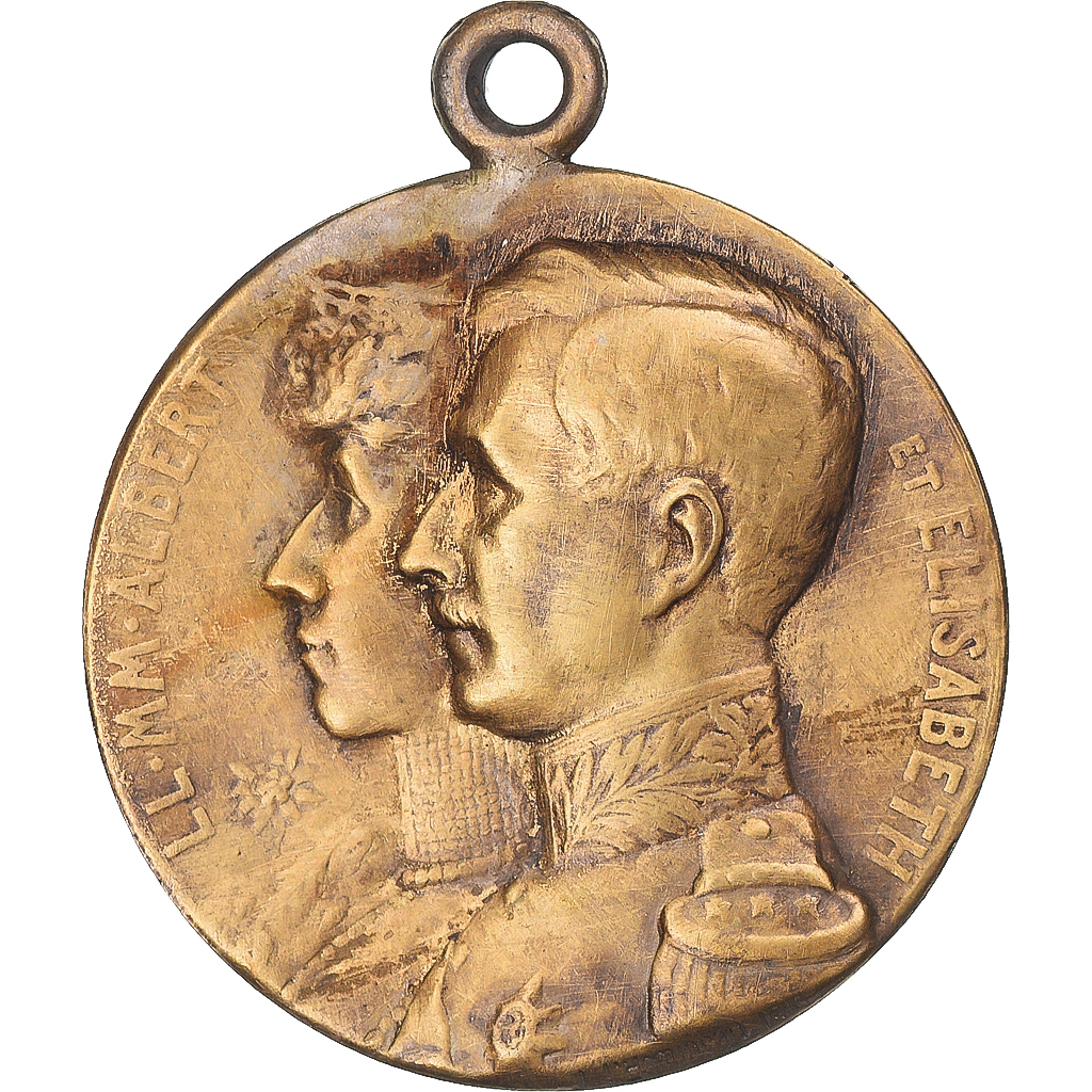Belgium, Medal, Albert et Elisabeth, 1914, L'Hommeau, , Copper