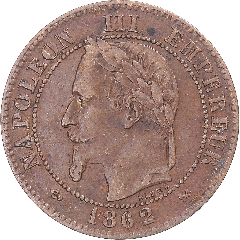 Coin, France, Napoleon III, 2 Centimes, 1862, Bordeaux, , Bronze