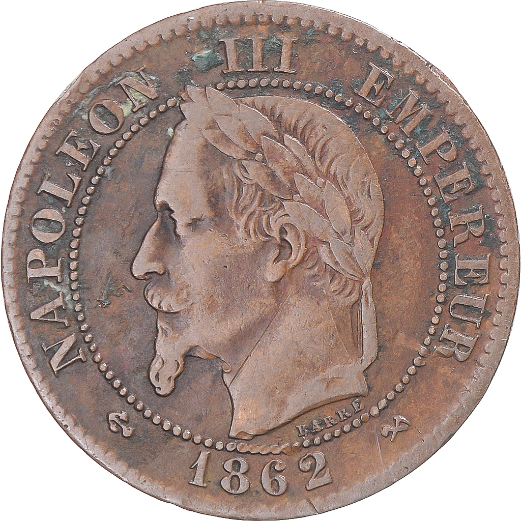 Coin, France, Napoleon III, 2 Centimes, 1862, Bordeaux, , Bronze