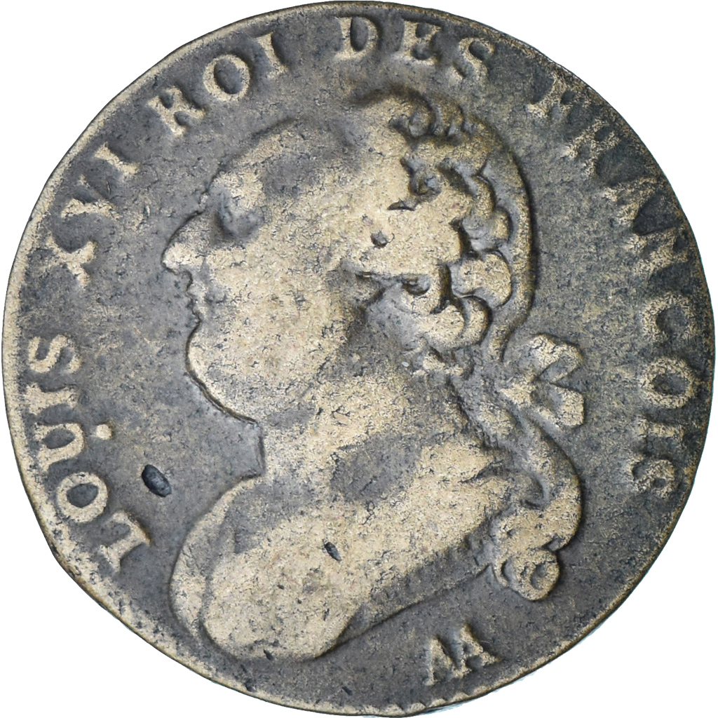 Coin, France, Louis XVI, 12 deniers françois, 12 Deniers, 1791, Metz