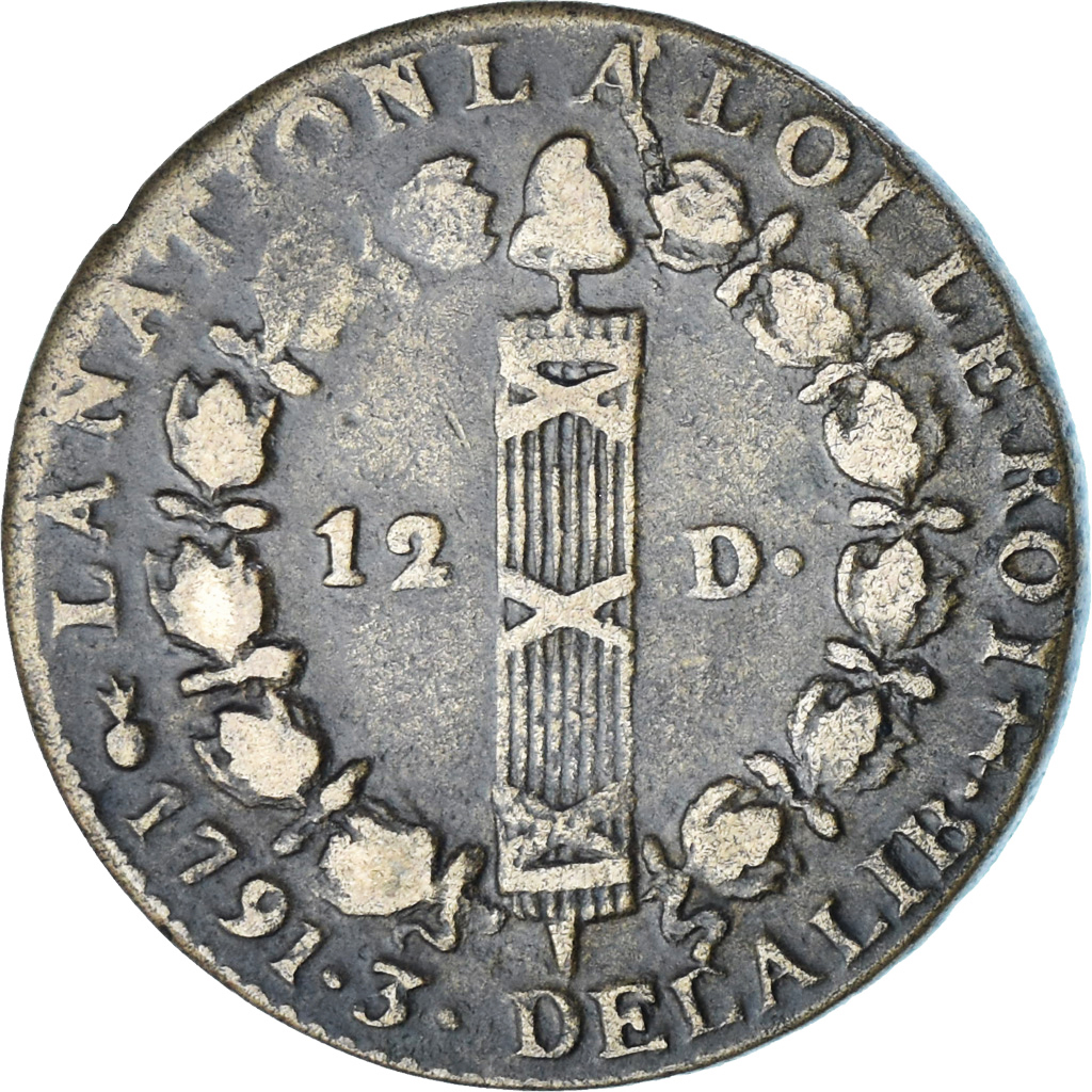 Coin, France, Louis XVI, 12 deniers françois, 12 Deniers, 1791, Metz