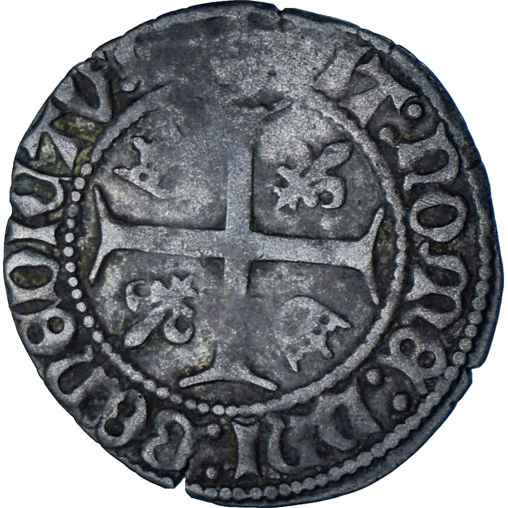 Moneta, Francia, Charles VIII, Liard au dauphin, Undefinied mint, MB+, Argento