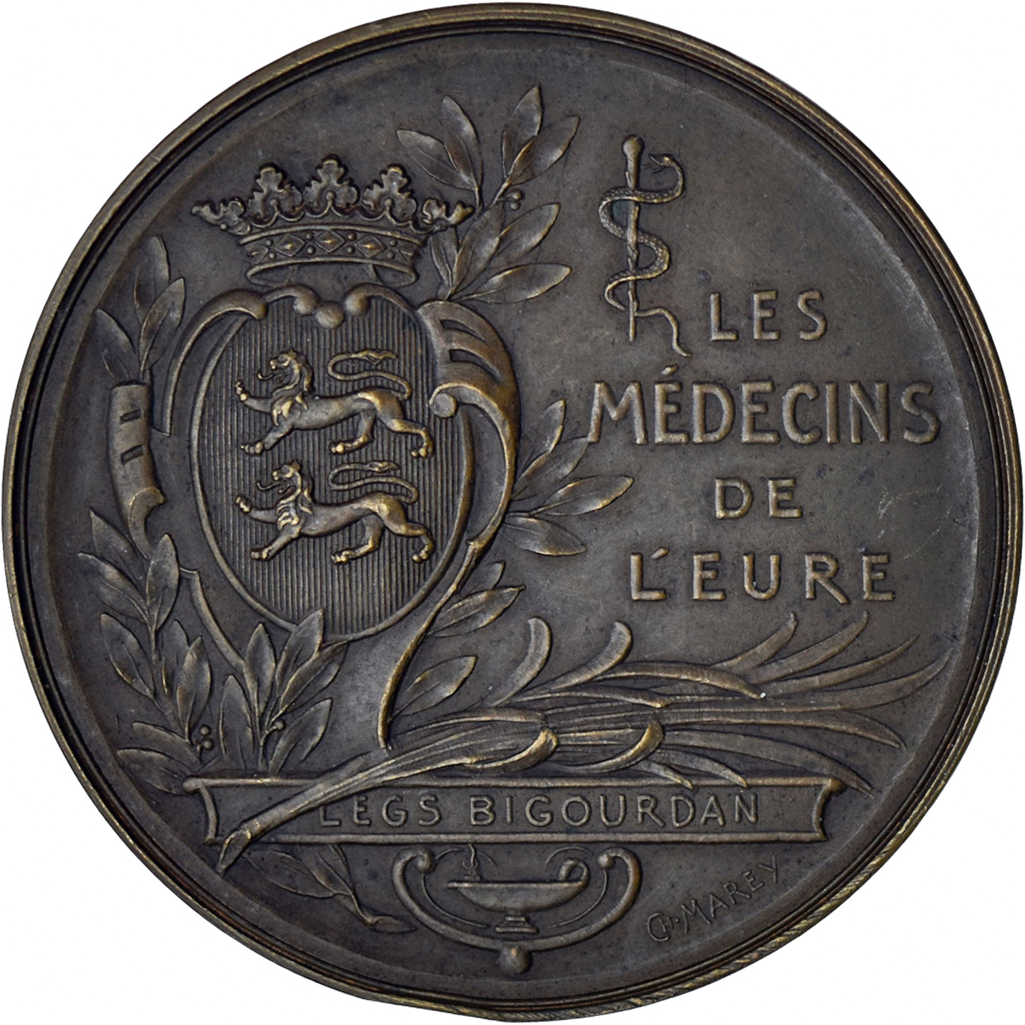 France, Medal, Hippocrate, Les Médecins de l'Eure, Marey, , Bronze
